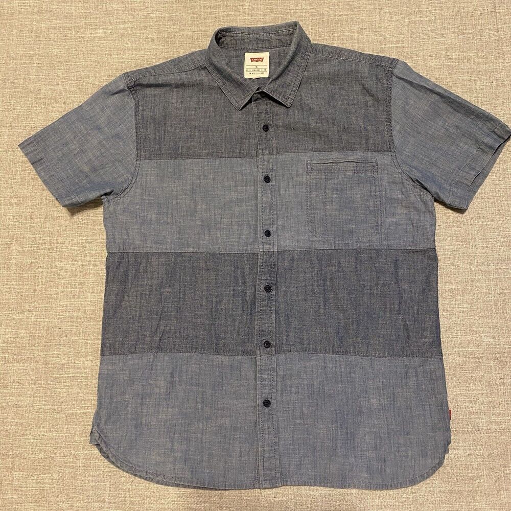 Levi's  Shirt Mens Extra Large Blue Chambray Two Tone Denim Resort Beach